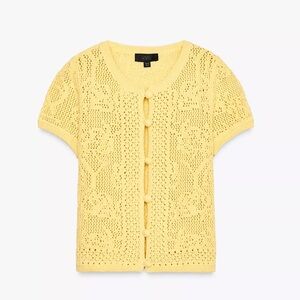 Yellow Zara Button Up Sweater